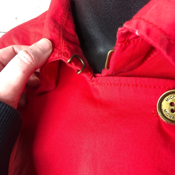 Michael Kors red lightweight spring peacoat trench coat - Picture 5 of 7